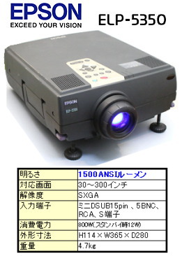 EPSON  ELP-5350 レンタル　レントオール　岡山　岡山でのプロジェクター　レンタル　